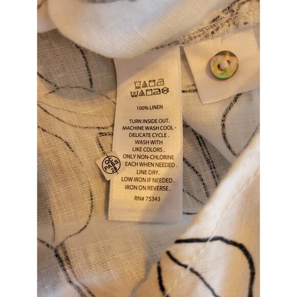 CYNTHIA ROWLEY Floral Print Roll Tab Sleeve 100% Linen Blouse sz L Anthropologie - Picture 7 of 7